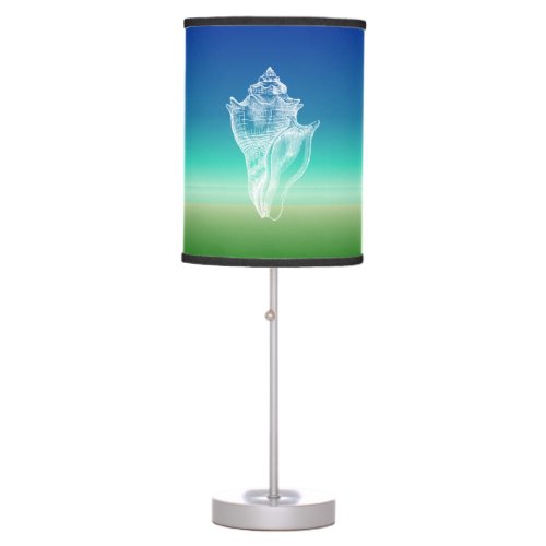 Conch Shell Blue Green Seascape Table Lamp