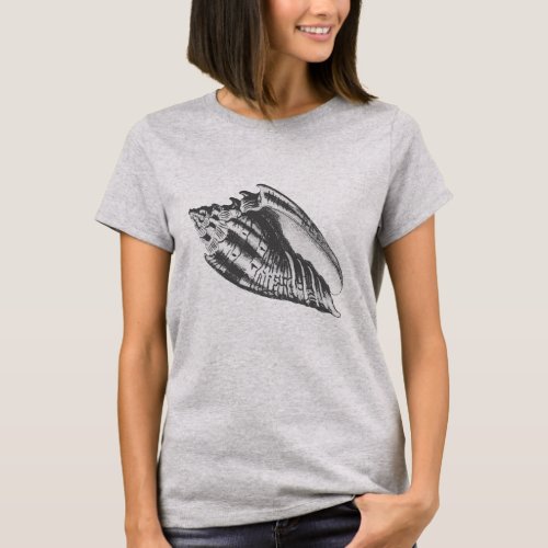 Conch Shell _ charcoal grey and white T_Shirt