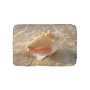 Conch Shell In Sand On Tropical Beach Bathroom Mat