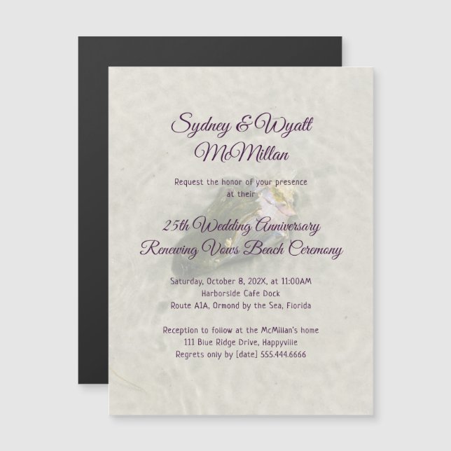 Conch Shell Marriage Vows Anniversary Ceremony Magnetic Invitation (Front/Back)