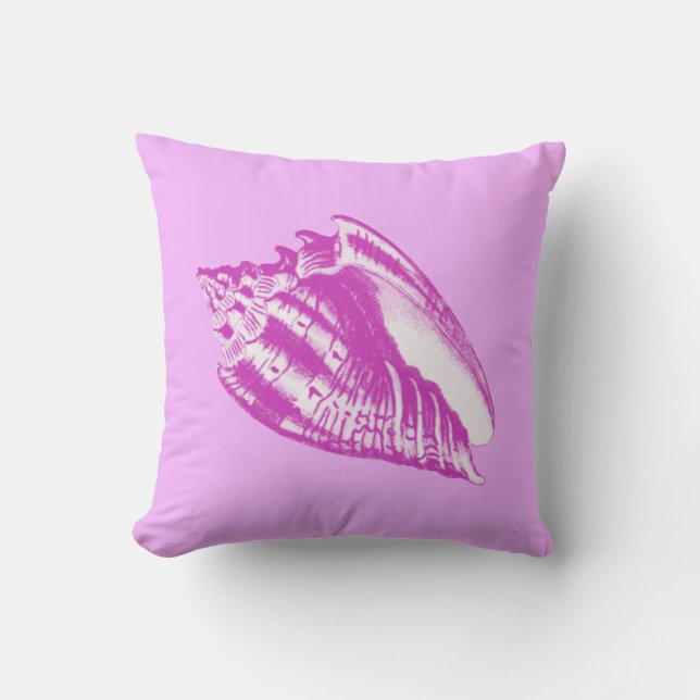 Conch Shell - orchid and white Throw Pillow (Front)