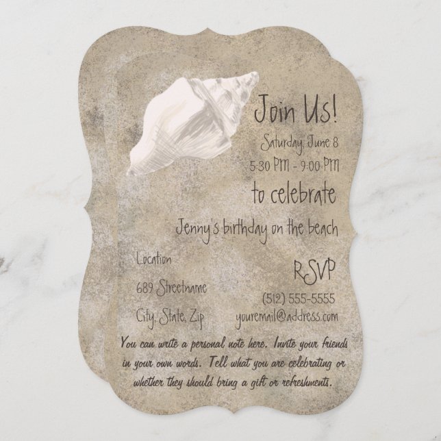 Conch Shell Party Invitation (Front/Back)