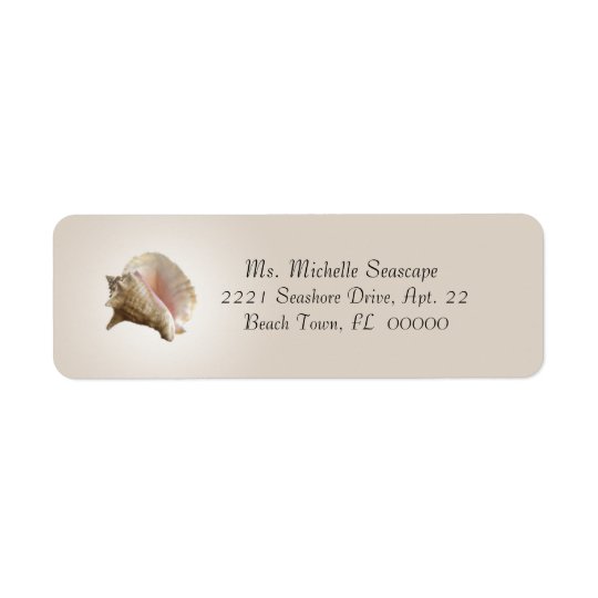 Conch Shell Photograph on Brown Return Label | Zazzle.com