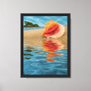 Conch Shell Reflection Beach Canvas Print