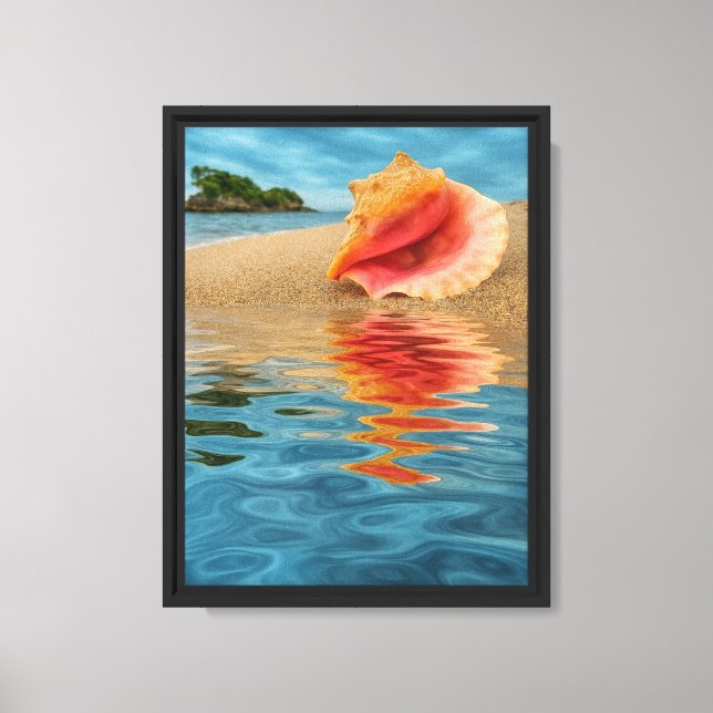 Conch Shell Reflection Beach Canvas Print (Front)