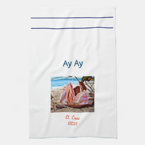 Conch Shell Sailboat Kitchen Towel 