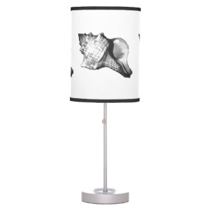 Conch shell sketch - shades of grey and white table lamp