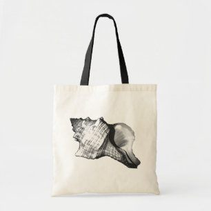 Conch shell sketch - shades of grey and white tote bag