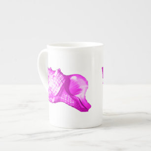 Conch shell sketch - shades of orchid and white bone china mug