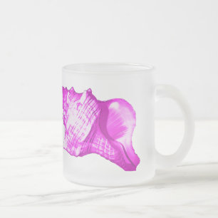 Conch shell sketch - shades of orchid and white frosted glass coffee mug