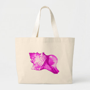 Conch shell sketch - shades of orchid and white large tote bag