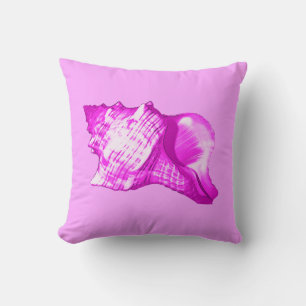 Conch shell sketch - shades of orchid and white throw pillow