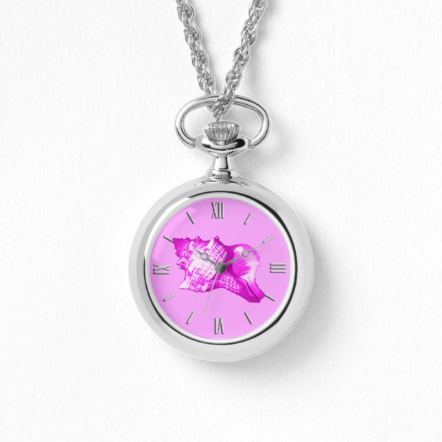 Conch shell sketch - shades of orchid and white watch (Front)