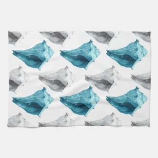 Conch Shells in Aqua & Gray Kitchen Towel