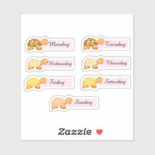 Concha Bread Days Of The Week Turtles Sticker