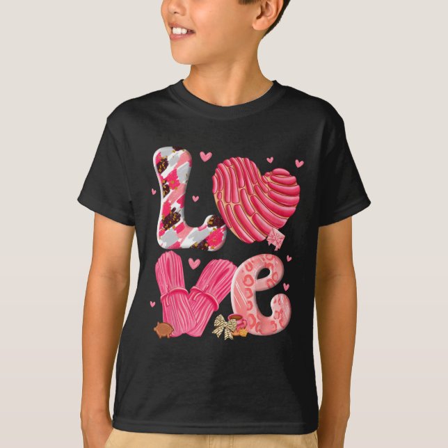 Concha Love Valentine's Day Mexican Sweet Pan Dulc T-Shirt (Front)