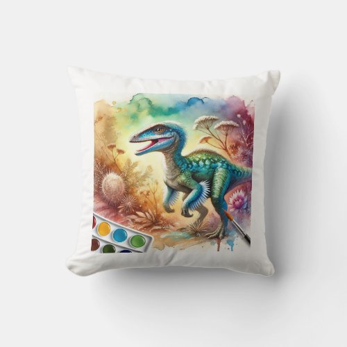 Conchoraptor in Watercolor 140624AREF106 _ Waterco Throw Pillow