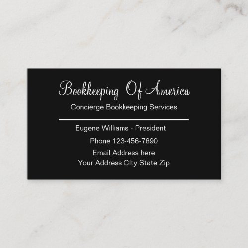 Concierge Bookkeeping Classic Design Business Card
