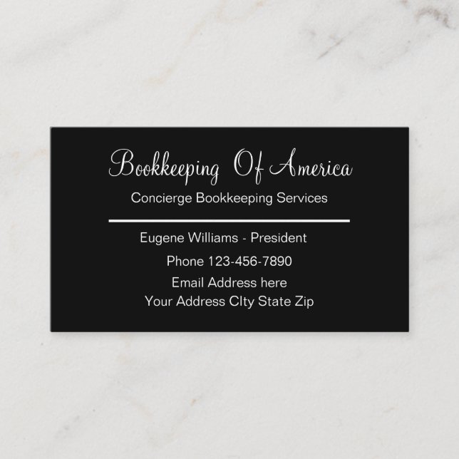 Concierge Bookkeeping Classic Design Business Card (Front)