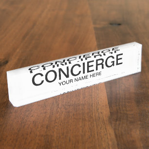 Concierge desk name plate with custom name