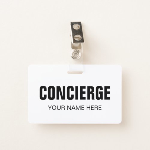 Concierge name badge with clip