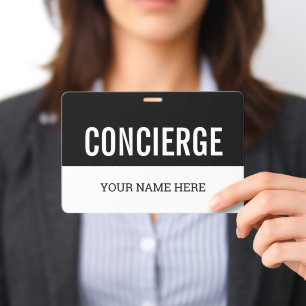 Concierge name badge with lanyard or clip