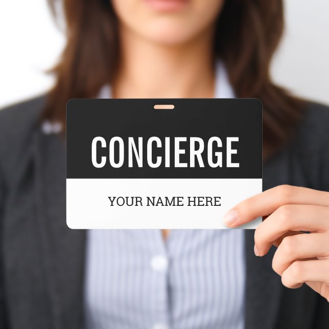 Concierge name badge with lanyard or clip (Presented)
