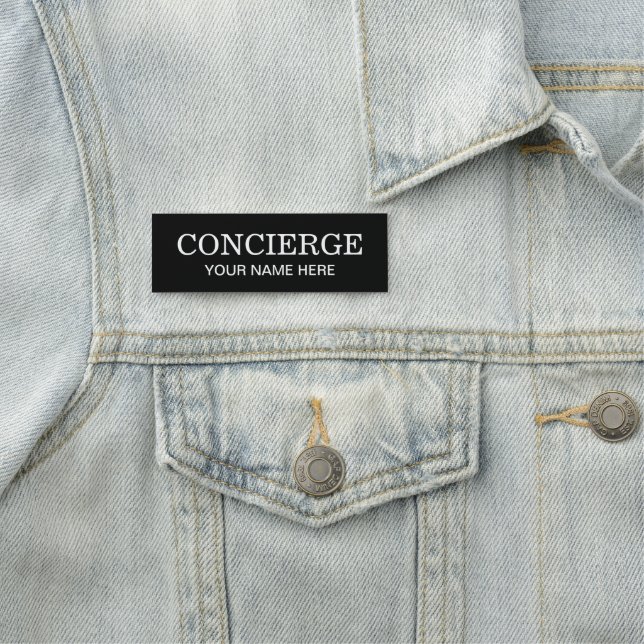 Concierge personalized pin back name tag  (In Situ)