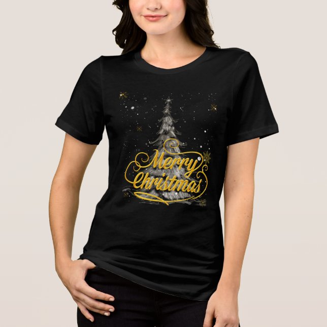 Concise Christmas Caption & Translation Tri-Blend Shirt (Front)