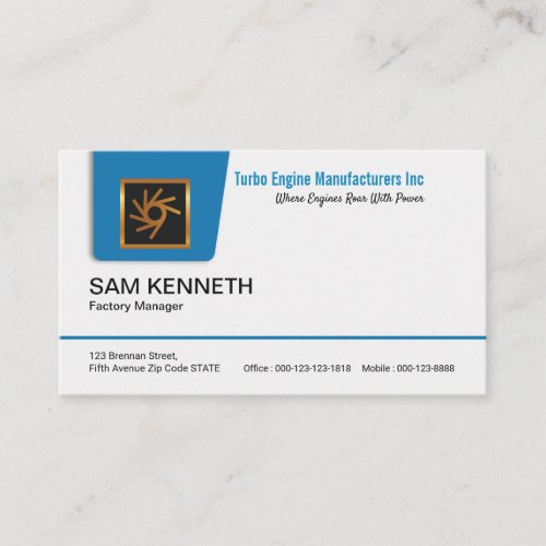 Concise Fresh Blue Pull_down Tab Factory Manager Business Card