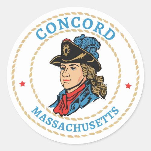 Concord Massachusetts Colonial Classic Round Sticker