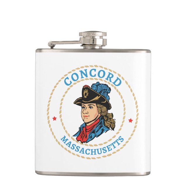 Concord Massachusetts Colonial Flask (Front)