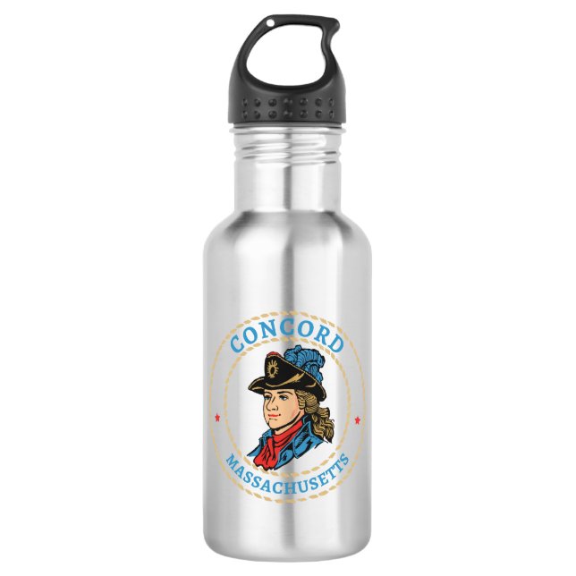 Concord Massachusetts Colonial Stainless Steel Water Bottle (Front)