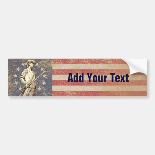 Concord Minuteman with First Americam Flag Bumper Sticker