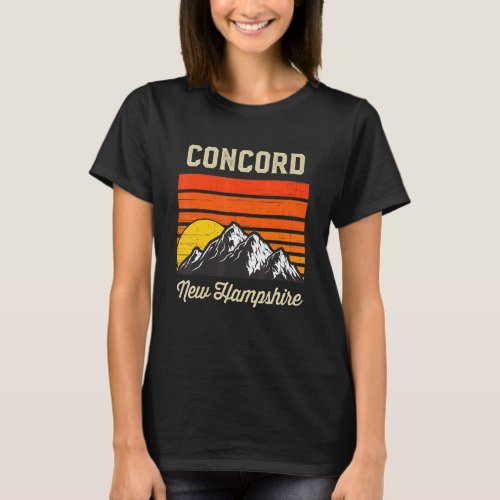 Concord New Hampshire Hometown City State Retro Us T_Shirt