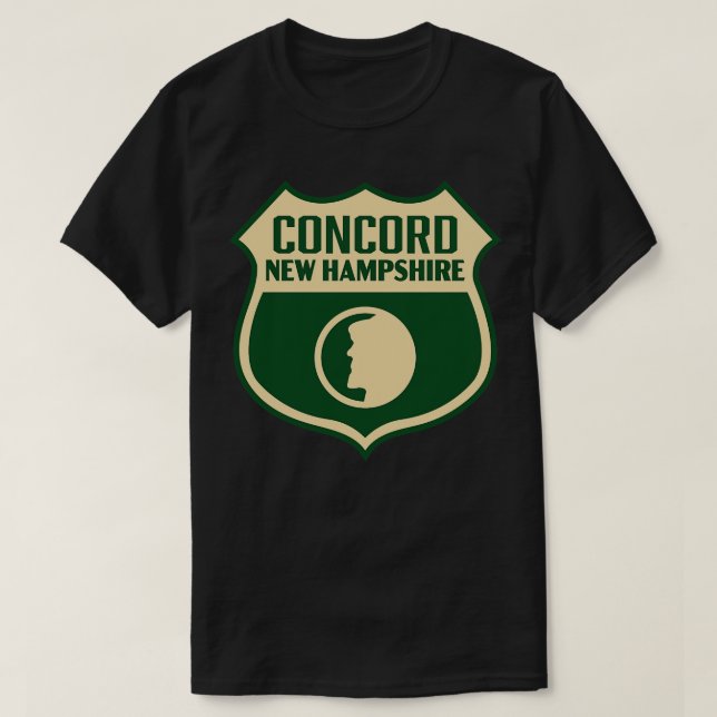 Concord New Hampshire Retro Shield Tan T-Shirt (Design Front)