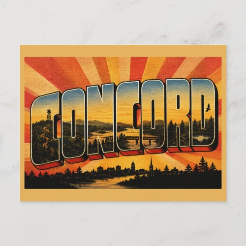 Concord New Hampshire River Hills Forest Art Postcard