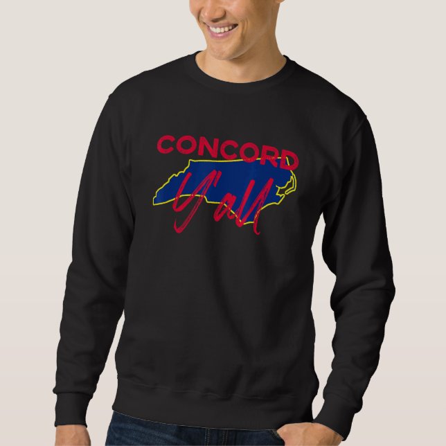 Concord North Carolina Yall Nc Pride State Map Cut Sweatshirt (Front)