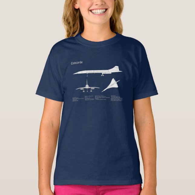 Concorde - Airplane Blueprint Drawing Plans ABD T-Shirt (Front)