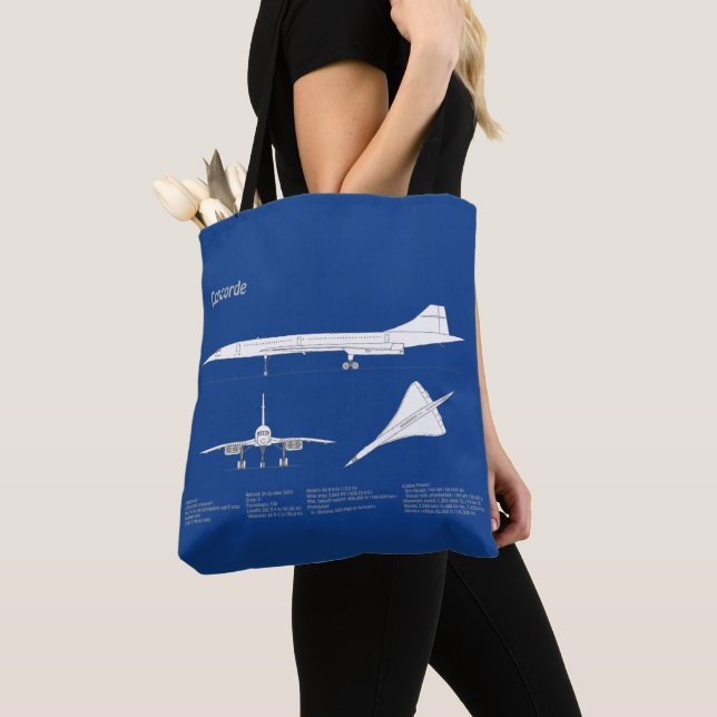 Concorde - Airplane Blueprint Drawing Plans ABD Tote Bag (Close Up)