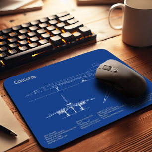 Concorde - Airplane Blueprint Drawing Plans AD Mouse Pad
