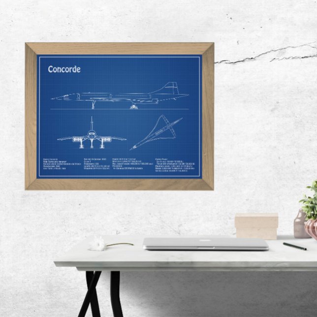 Concorde - Airplane Blueprint Drawing Plans AD Photo Print (Creator Uploaded)