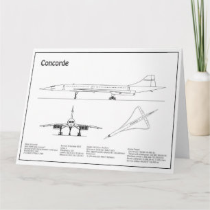 Concorde - Airplane Blueprint Drawing Plans BD Letterpress Thank You Card