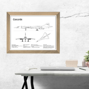 Concorde - Airplane Blueprint Drawing Plans BD Photo Print