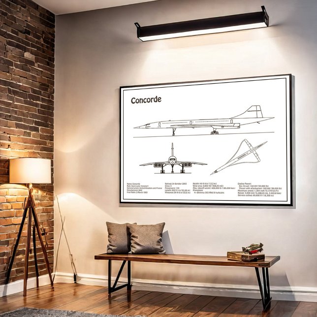 Concorde - Airplane Blueprint Drawing Plans BD Poster (Creator Uploaded)