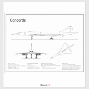 Concorde - Airplane Blueprint Drawing Plans BD Sticker