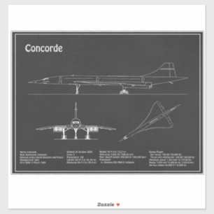 Concorde - Airplane Blueprint Drawing Plans PD Sticker