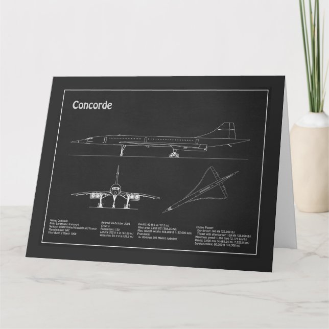 Concorde - Airplane Blueprint Drawing Plans PD Thank You Card (Front)