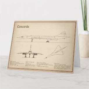 Concorde - Airplane Blueprint Drawing Plans SD Letterpress Thank You Card