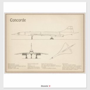 Concorde - Airplane Blueprint Drawing Plans SD Sticker